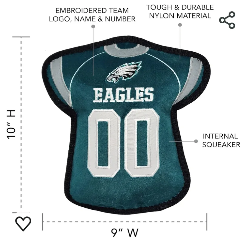 Pets First NFL Philadelphia Eagles Jersey Tough Squeaker Dog Toy NWOT